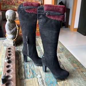 UGG boots.  New. Ophira style in black suede with burgundy upper.